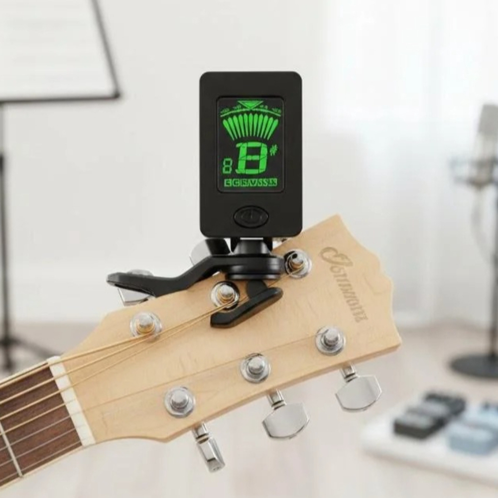 Guitar Tuner Clip - Черно-белый LCD-тюнер Stonego с креплением-клипсой для